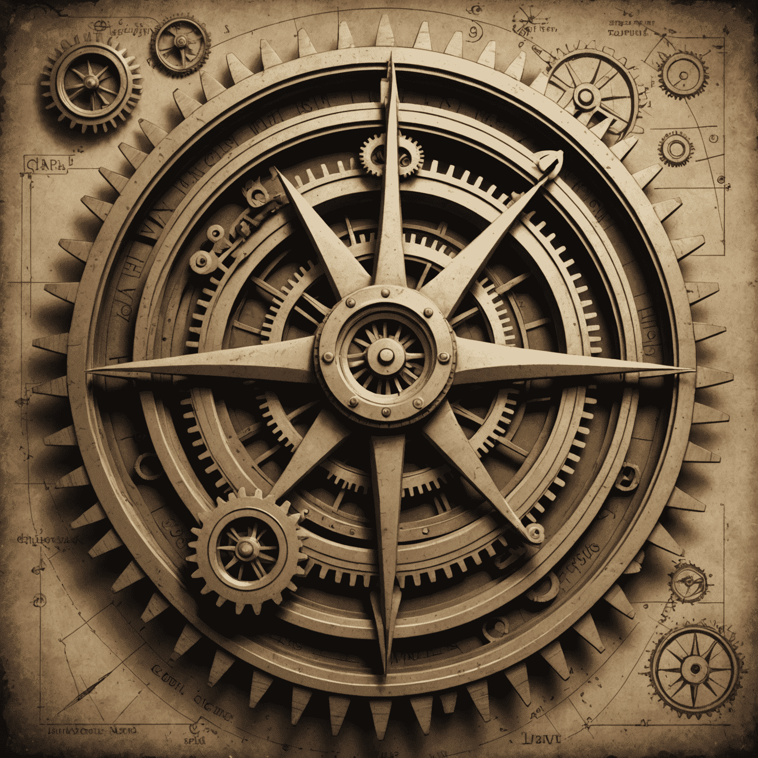 Vintage CAD logo with gears and drafting compass